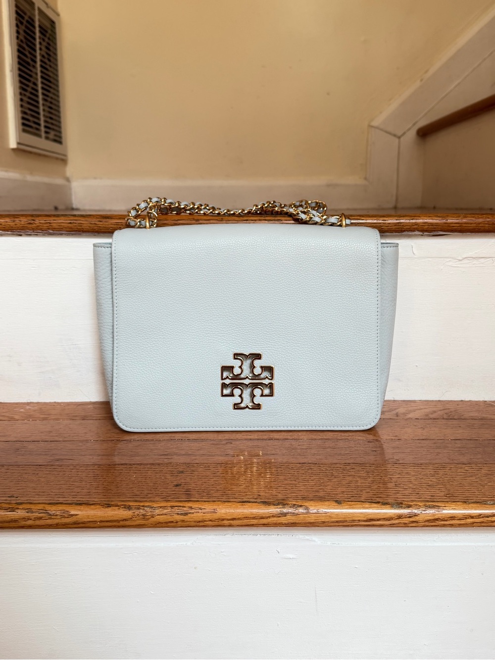 Tory Burch Pale Blue Fleming Chain Shoulder Bag